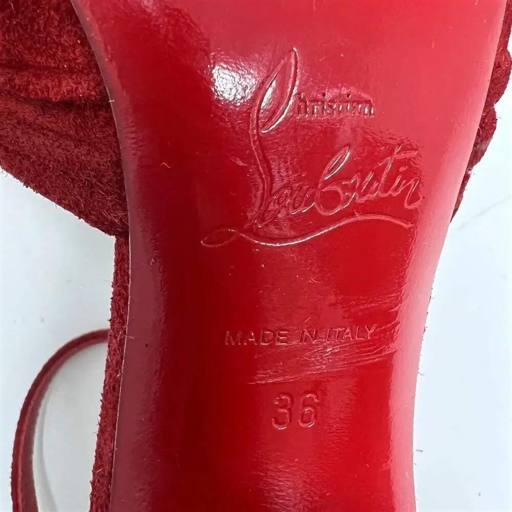 Christian Louboutin Marchavekel Red Suede Knot‎ Pumps Size EU 36 / US 6
